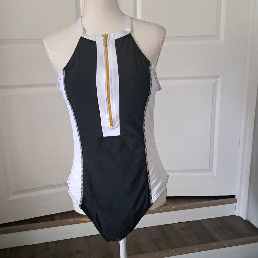 BIKINX  One Piece Tummy Control  High Neck Zip Front Raah Guard  XXL NWT